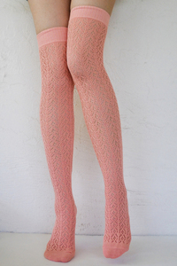 Crochet Over The Knee coral tabbisocks