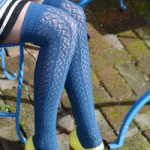 Crochet Over The Knee blue tabbisocks