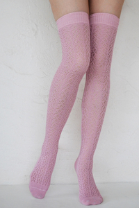 Crochet Over The Knee light pink tabbisocks