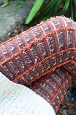 Fringed Check Textured Tights brown/orange tabbisocks