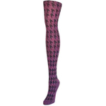 Classic houndstooth textured fashion tights pink black tabbisocks