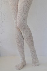 Crochet fashion tights ivory tabbisocks